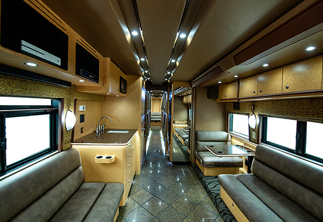 Entertainer tour bus lounge