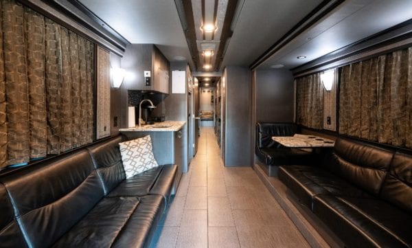 12 bunk entertainer coach lounge and kitchen area