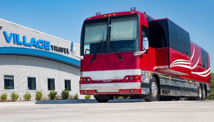 Village Travel entertainer coach for lease political campaign transportation