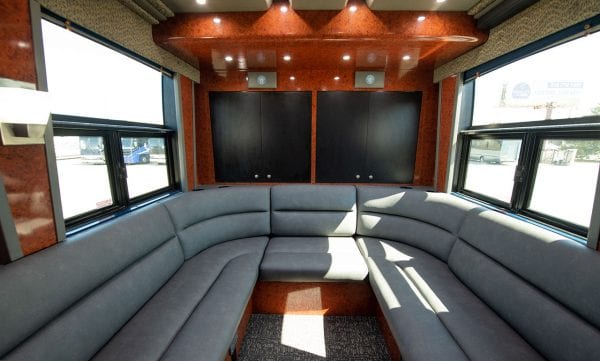 Galaxy tour bus rear lounge