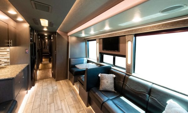 Tour bus front lounge