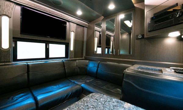 Entertainer tour bus rear lounge