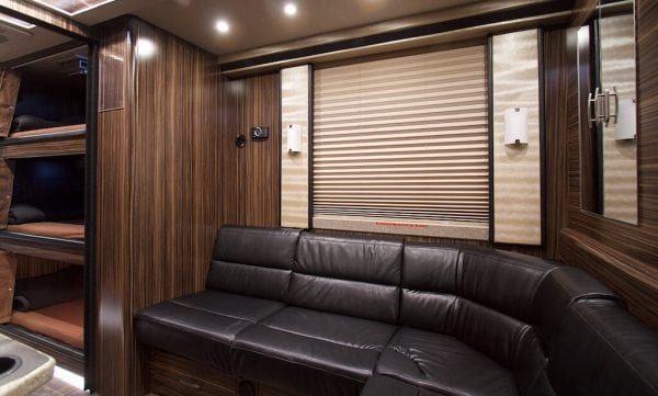 Wisdom tour bus rear lounge