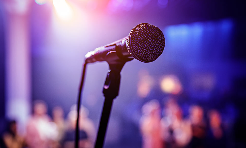 Stand up comedy microphone on stage