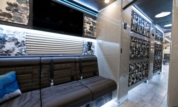 Tin Man tour bus rear lounge